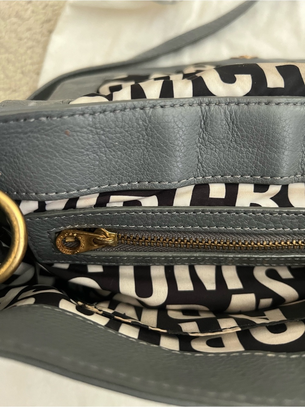 Marc by Marc Jacobs Gray Pebbled Leather Crossbody with Gold Hardware - Picture 6 of 8
